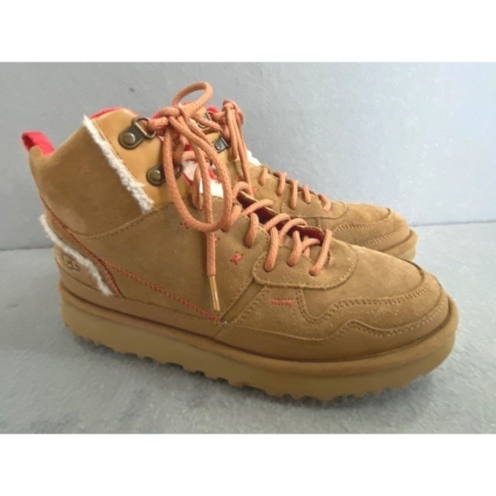 UGG Women 9.5‎ Highland Heritage Tan Suede Red Contrast Stitch Hiker Boots